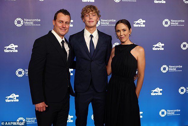 The youngster (pictured with his famous parents) will now turn his attention to his bid to qualify for the Australian Open