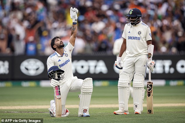 The former Indian skipper couldn't praise Reddy enough after his maiden ton (pictured) helped his team turn the tide against the Aussies in Melbourne