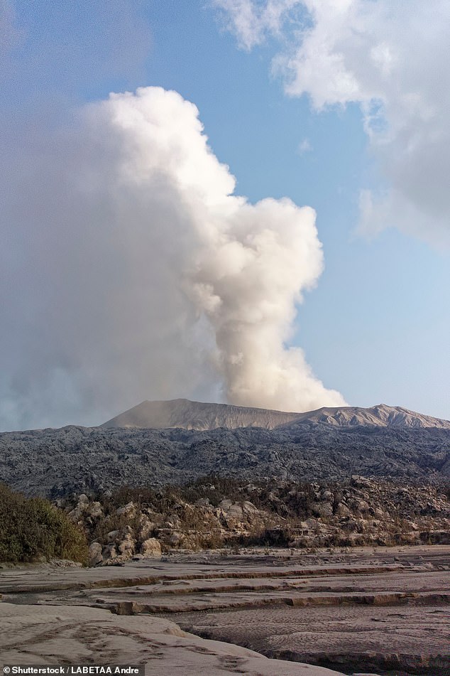 Mount Dukono (pictured) is an active volcano that has been erupting continuously since 1933