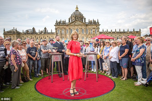 Fiona Bruce on Antiques Roadshow, a program the late Queen Elizabeth reportedly watched