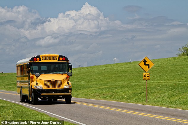 According to police, 32 students were on board the school bus, which traveled from La Porte Middle School to Riley Elementary School (image)