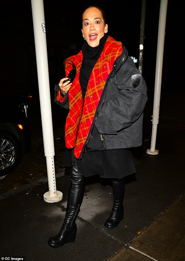 Rita smiled brightly ahead of her co-hosting appearance on Dick Clark's New Year's Rockin' Eve