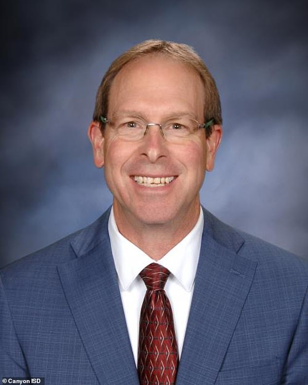 A leaked email from Canyon ISD Superintendent Dr. Darryl Flusche (pictured) to parents revealed that the 'complete text of the Bible' would no longer be available in school libraries due to sexual references in the text