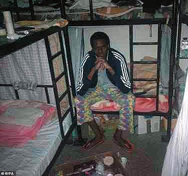 Karl Williams claims he saw men mauled by knife-wielding prisoners, while others were forcibly infected with HIV during his time in Dubai's hellish prison. Here he is depicted in his cell during the horror ordeal