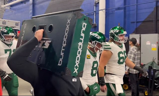 But before the game, he was filmed walking out next to a boombox at Highmark Stadium