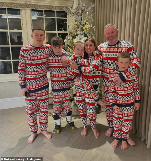 Coleen reunited with her husband Wayne for the holidays as she shared a sweet festive photo of her clan in matching pajamas on Christmas Day