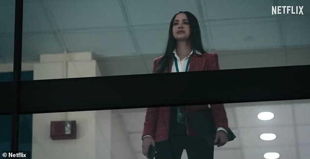 The traveler claimed he would kill the cop's pregnant girlfriend, Nora (Sofia Carson), if the cop didn't follow through on his demands