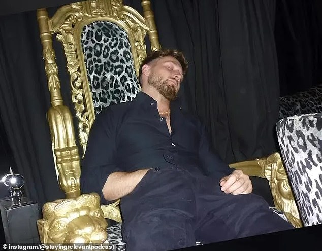 The This Morning star later appeared to have a meltdown as he was seen sleeping on a gold and leopard print throne