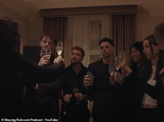 Other photos showed Pete and Sam opening a bottle of champagne in their hotel room as they enjoyed a pre-dinner drink before heading to the bar