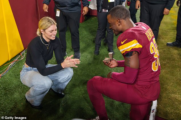 Reaves got down on one knee just after the Commanders reached the NFL playoffs