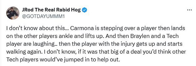 1735607914 521 Arkansas fans DEFEND Fernando Carmonas disgusting ankle stomp amid calls