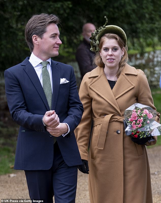 Princess Beatrice and her husband Edoardo Mapelli Mozzi. Her pregnancy prevented her from flying abroad for Christmas, leaving her with the difficult choice between father Andrew, who lives alone at home, or uncle Charles.