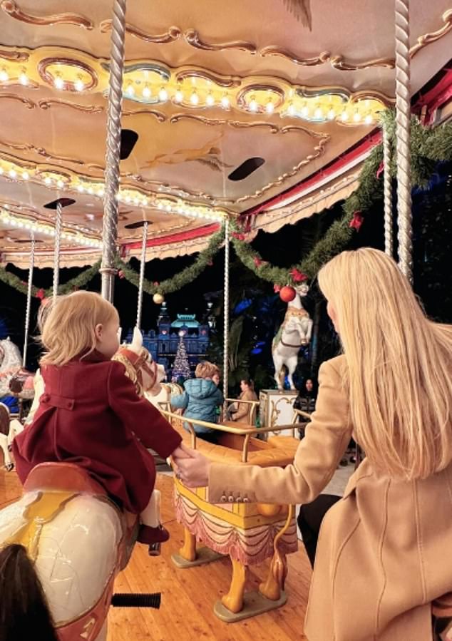 Lady Kitty unveiled a collection of sweet images showing her and daughter Athena enjoying the holidays in Monaco. Depicted Lady Kitty and Athena riding a carousel in a large amusement park