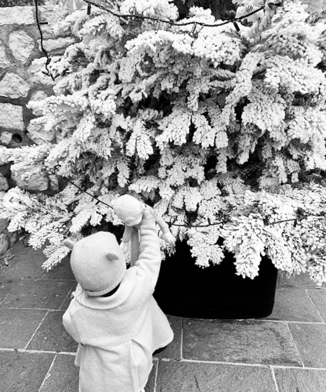 In many of the photos, the various holiday trees seemed to catch little Athena's attention, especially one decorated with teddy bears, trains and other kid-friendly decorations