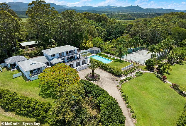 Cooper was arrested on December 27 at the multi-million dollar mansion (above) he until recently shared with Adams in Myocum, near Byron Bay on the NSW north coast.