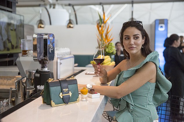 British blogger Tamara Kalinic at the opening of the American Express Centurion Lounge at Hong Kong International Airport in 2017