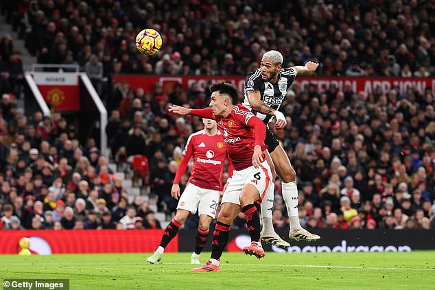 Martinez was beaten in the air by Newcastle's Joelinton for the second goal of the evening