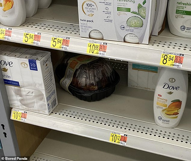 That's one soapy chicken! One person couldn't be bothered to return a rotisserie chicken to its proper spot in the grocery store