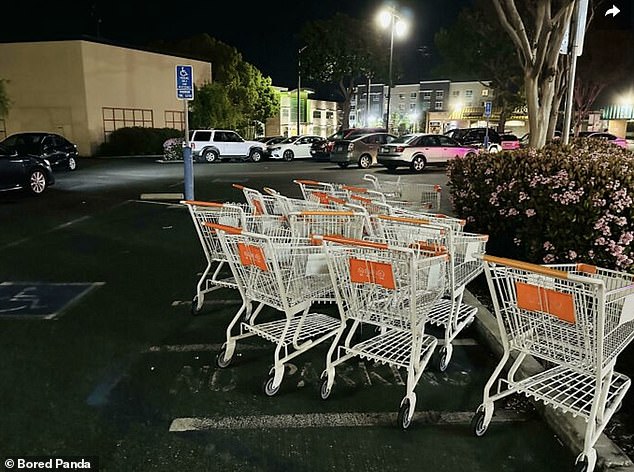 Is this a joke? One person found a group of abandoned shopping carts at the supermarket