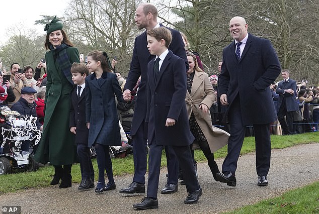 George, 11, Charlotte, nine, and Louis, six, accompanied the Prince and Princess of Wales to St Mary Magdalene Church on the Norfolk Estate for the traditional outing