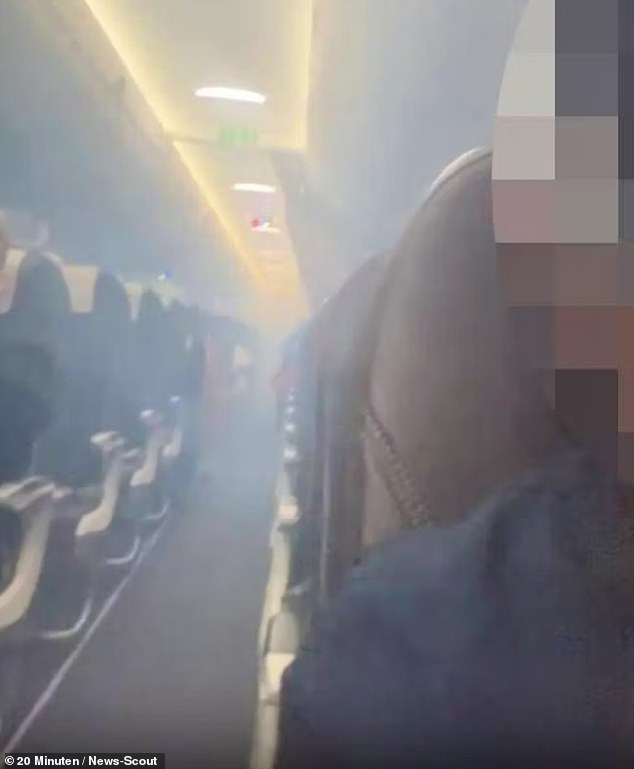 Footage shows heavy smoke engulfing the cabin of the Swiss Airlines flight from Bucharest, Romania, to Zurich, Switzerland