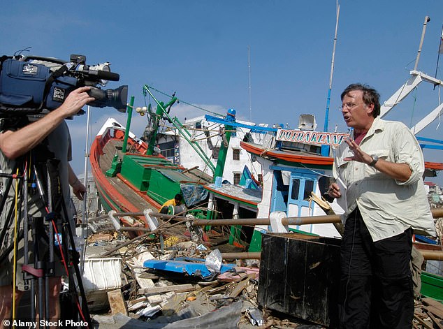 Following the September 11 broadcast - his first at the network - Brown reported in real time on a wide range of other historical events, including the War on Terrorism, the Space Shuttle Columbia disaster and the 2003 invasion of Iraq. is seen here reporting on the 2004 tsunami in Indonesia