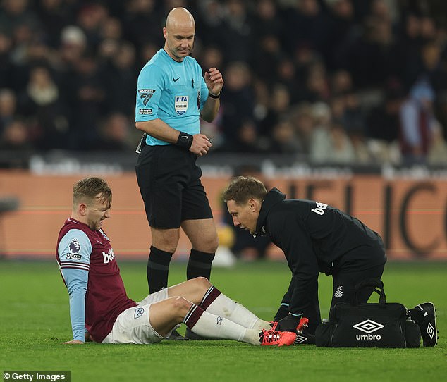 Bowen had initially continued playing after sustaining the injury, before coming off in the 60th minute