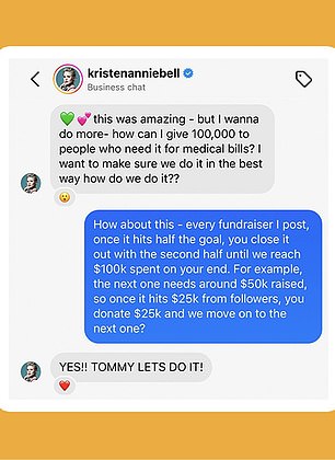 to which she answered yes and added that she wanted to do more – specifically donate $100,000 to those in need