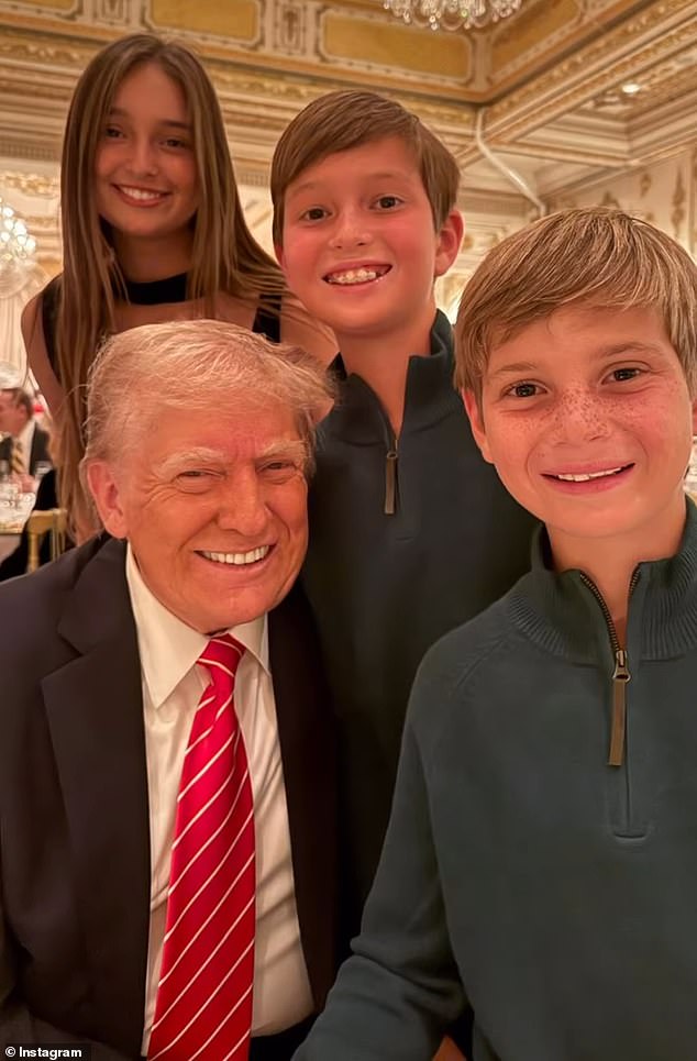 Additionally, another photo showed Ivanka's three children posing with her father, President-elect Donald, who was featured heavily in the video.