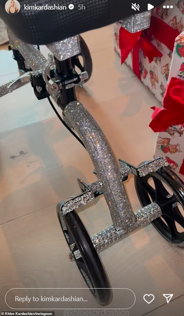 The Christmas Eve party took place just 18 days later - with the star even sharing the next day that she received a gorgeous scooter from sister Khloe Kardashian for her broken foot