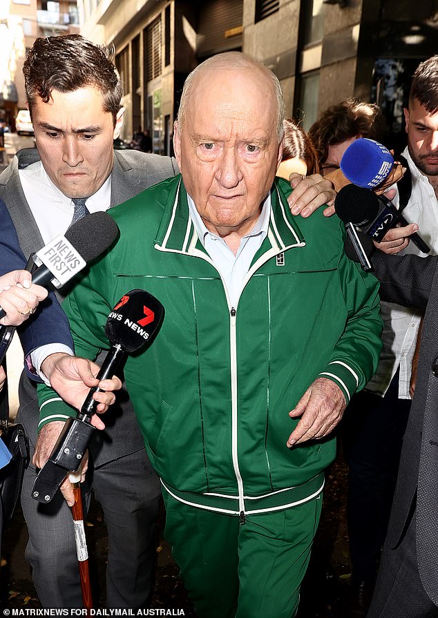 Alan Jones was still privately mourning the loss of his brother Bob when he was accused of indecently assaulting young men he encountered during his decades-long radio career. He is pictured outside Day Street police station in Sydney on November 18