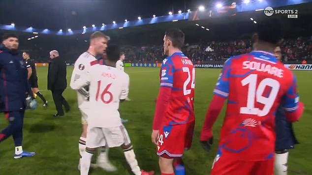 After United's victory over Viktoria Plzen, the stars protested with each other on the pitch