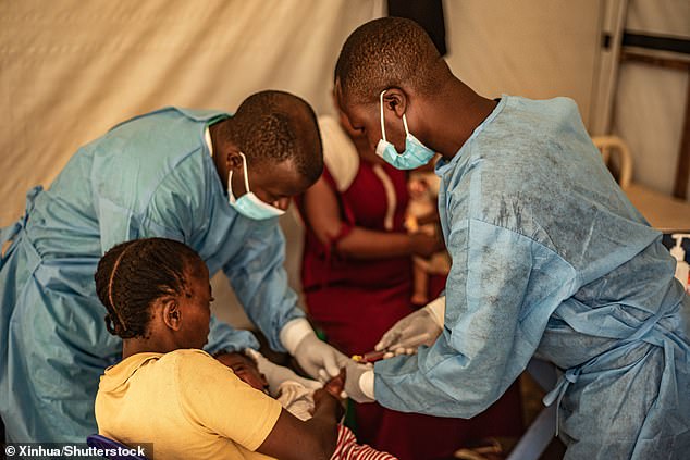 The above shows a child being treated for monkeypox on August 15, 2024 in North Kivu province, eastern DRC.