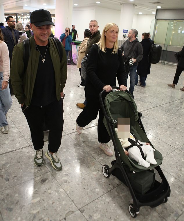 Ant McPartlin was joined by wife Anne-Marie and son Wilder on Wednesday as they returned to London's Heathrow Airport