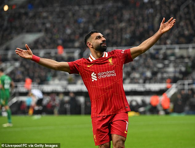 Mo Salah reached the top of the Premier League goalscoring charts by scoring twice against Newcastle