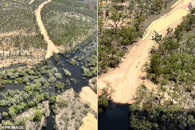 A LifeFlight helicopter spotted the couple and their two dogs on Saturday and rushed them to hospital where they are being treated for dehydration