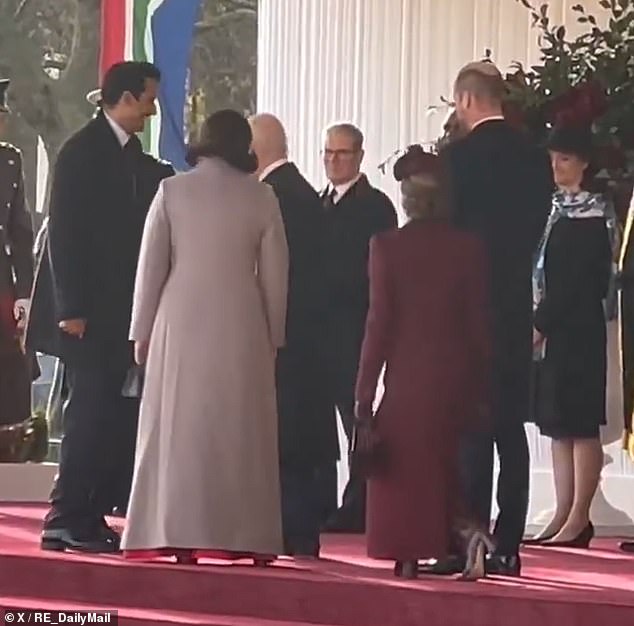 This is the awkward moment senior royals appeared to 'ignore' Kate's bow as she arrived at London's Horse Guards Parade yesterday