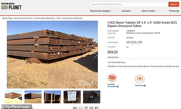 Last year, a website called GovPlanet, which offers online auctions for military surplus, listed hundreds of unused sections of the southern barrier.