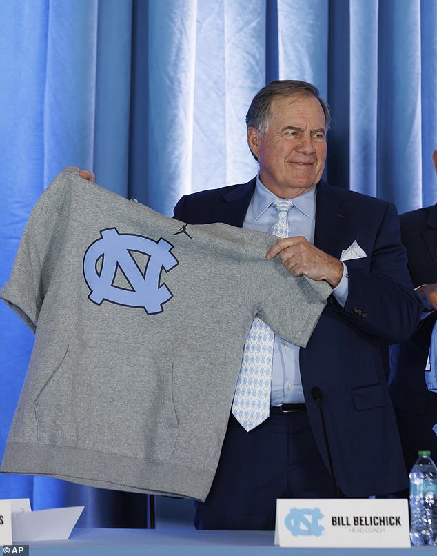 Bill Belichick, introduced as head coach of the North Carolina Tar Heels football team