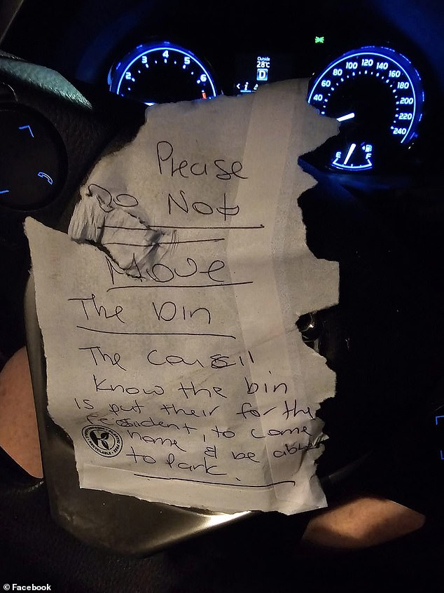 Aussies are shocked by a note left on a car asking them not to park in a disabled parking space, despite the driver having a permit (pictured)