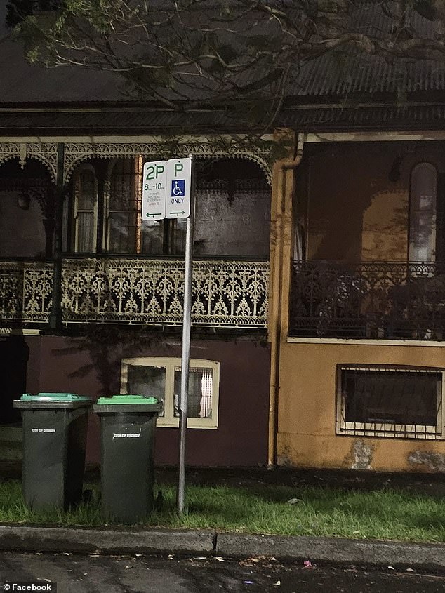 The woman claims the resident warned her after she parked at this spot in Glebe