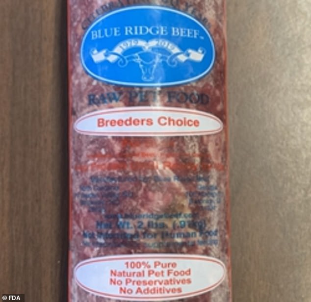 Blue Ridge Beef warned that people are also at risk of salmonella poisoning if they don't wash their hands thoroughly after feeding their pet