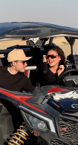 The pair then took to the dunes in a fierce-looking buggy, with Nicola behind the wheel, as they navigated the desert.