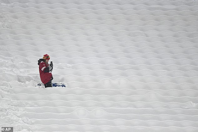 Wintry conditions led to Highmark Stadium being covered in nearly twenty feet of snow