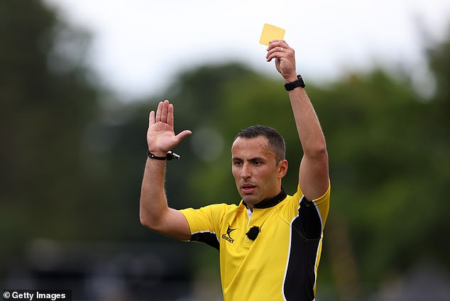 A championship match was abandoned on Saturday after referee Alex Thomas appeared to be knocked out after being hit by the ball