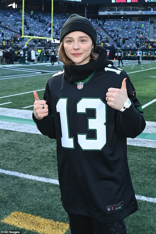 Chloe Grace Moretz showed her Jets pride on Sunday while attending an NFL game between the New York Jets and Seattle Seahawks