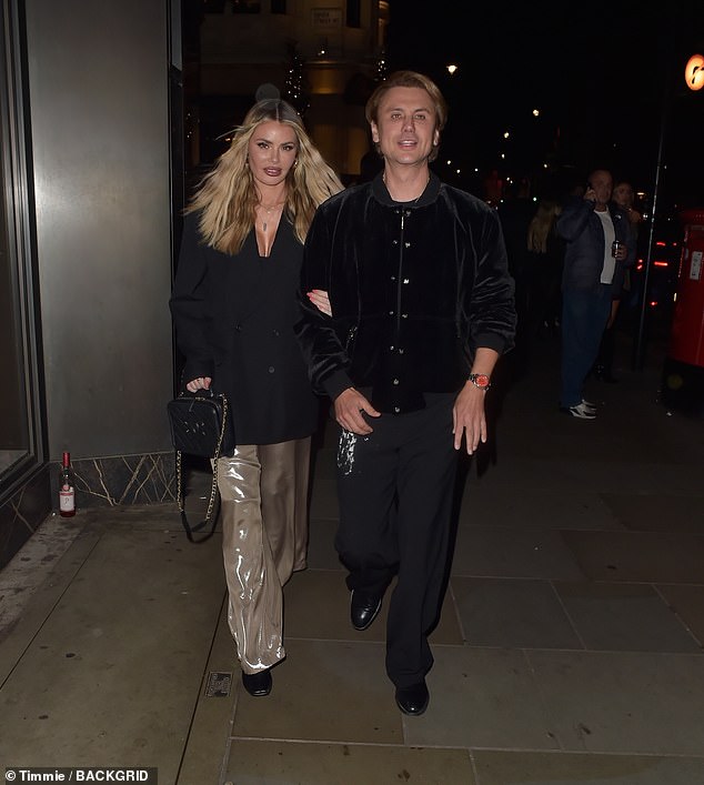 Chloe Sims enjoyed a night out with Jonathan Chebun in Mayfair on Saturday as they socialized in the affluent city of London