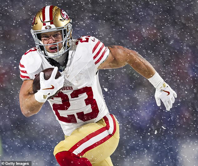 Niners running back Christian McCaffrey left Sunday's game with a knee injury in Buffalo