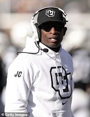 Colorado Buffaloes head coach Deion Sanders looks on during the fourth quarter against the Oklahoma State Cowboys at Folsom Field on November 29, 2024 in Boulder