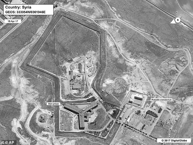 The military prison (pictured from an aerial photo) is known for its inhumane conditions, systematic torture and mass executions